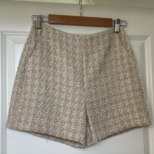 Express High Waist Tweed Shorts in Beige